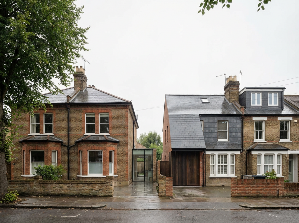 Permitted development rules for detached, semi-detached and terraced homes UK showing extension limits, height restrictions and planning exemptions